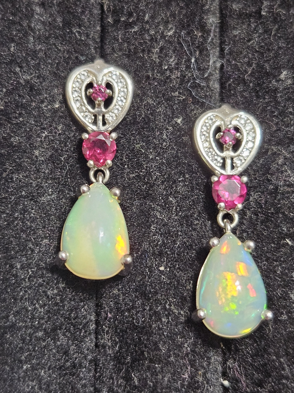 925S Fire Opal and Garnet Gem Drop Earrings